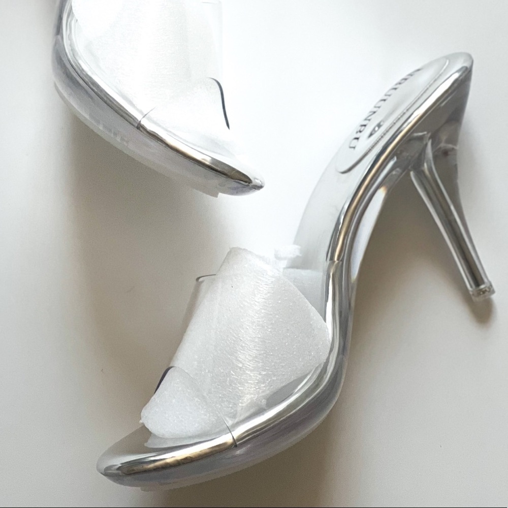 NBUUNBU Silver Clear Heels / Fitness Competition Dress Shoes Transparent Heel 39 - Picture 2 of 8